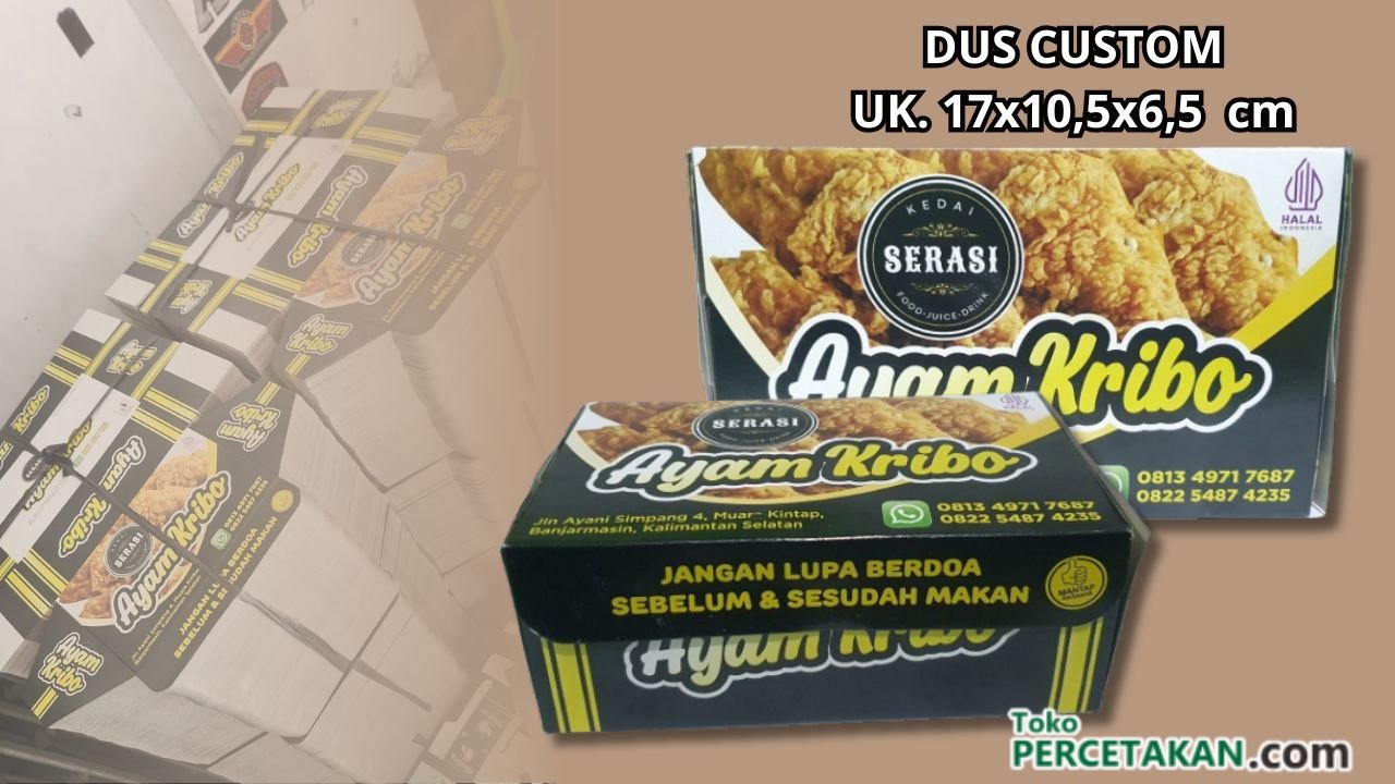 Harga Termurah Cetak Dus Box Custom 5.000 pcs Ukuran 17×10,5×6,5 cm Pengiriman ke Kabupaten Tanah Laut, Banjarmasin, Kalimantan Selatan