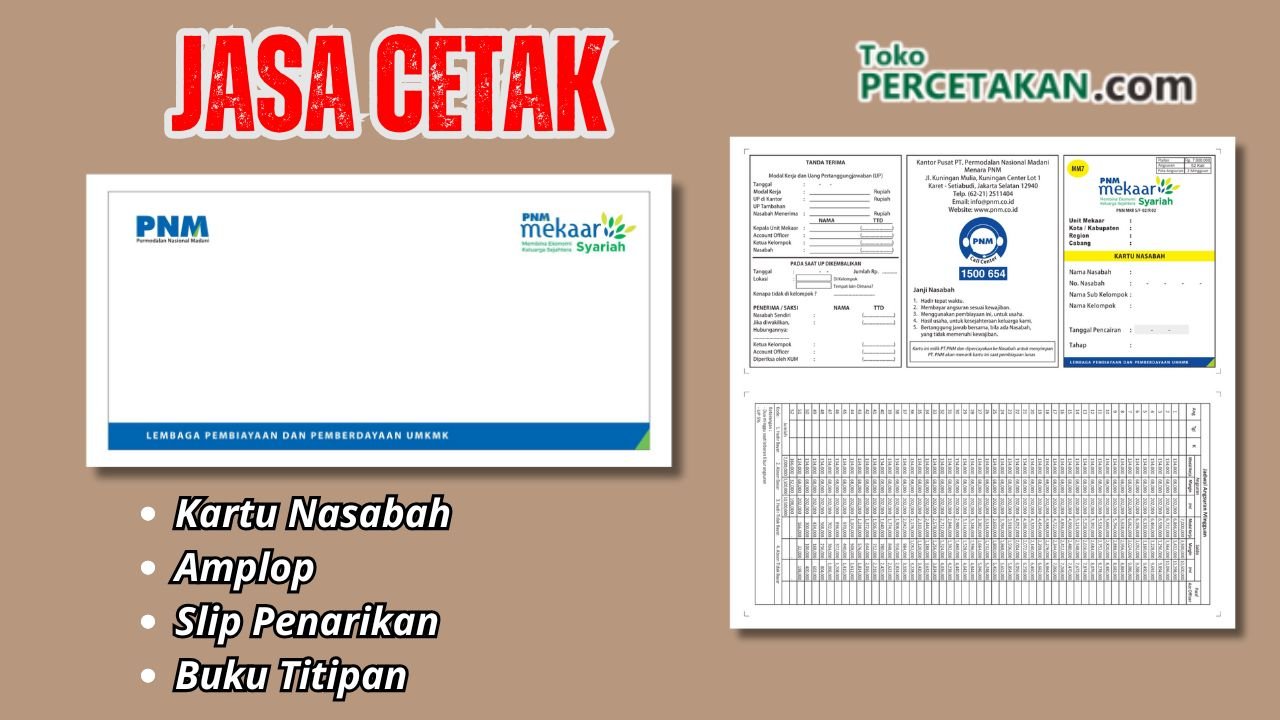 Pesan Jasa Cetak Kartu Nasabah, Amplop, Slip Penarikan dan Buku Titipan di Karanganyar Terdekat